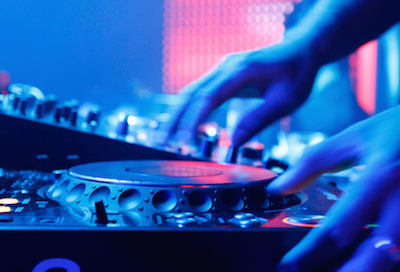 DJ plays turntable